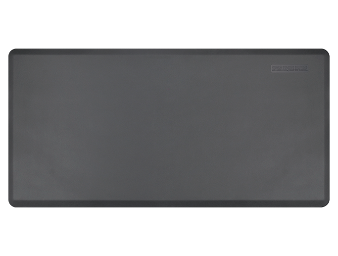 Overhead shot of a 6ft by 3ft gray Supreme mat.