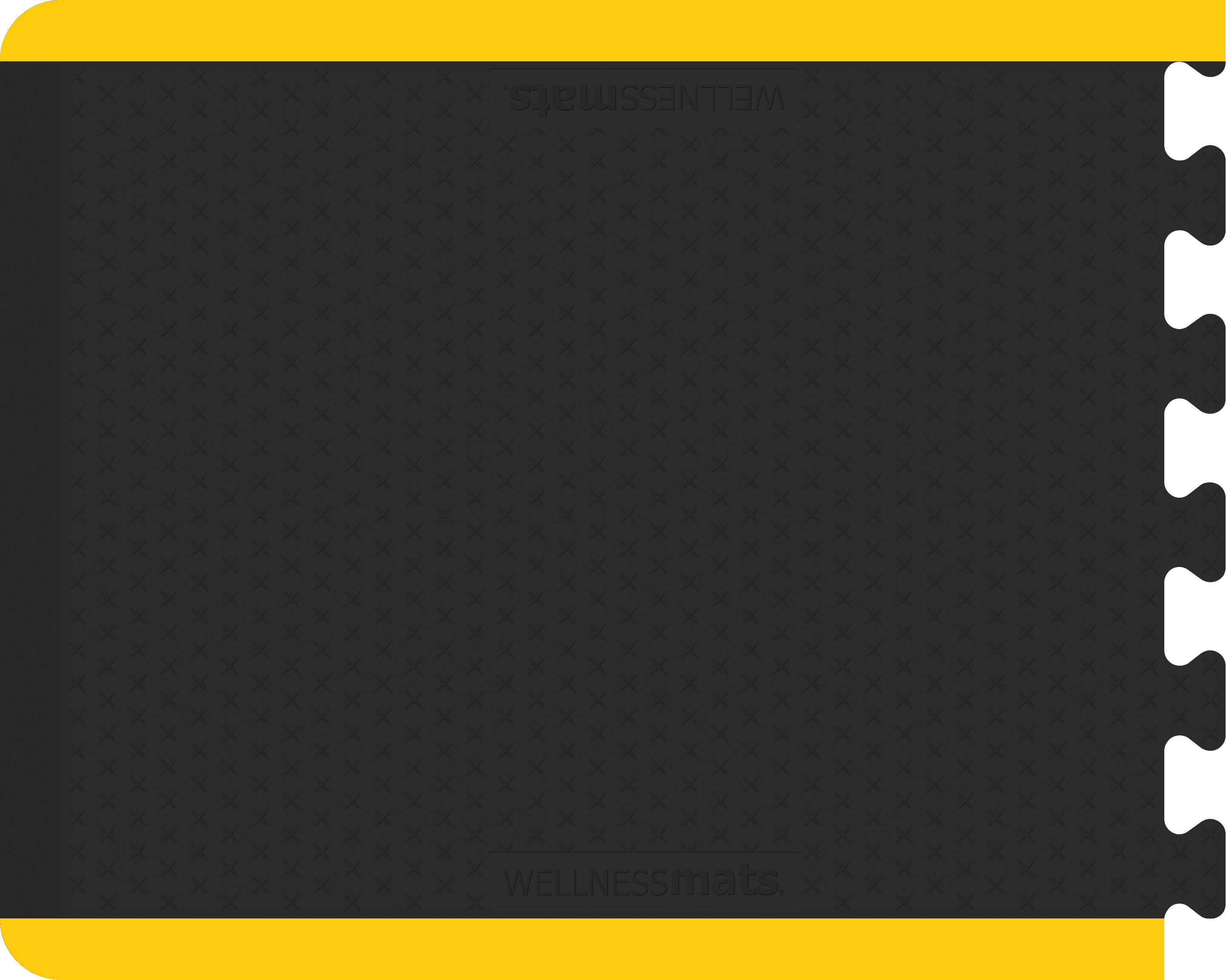 Black Traxtion mat end piece with yellow safety strips.
