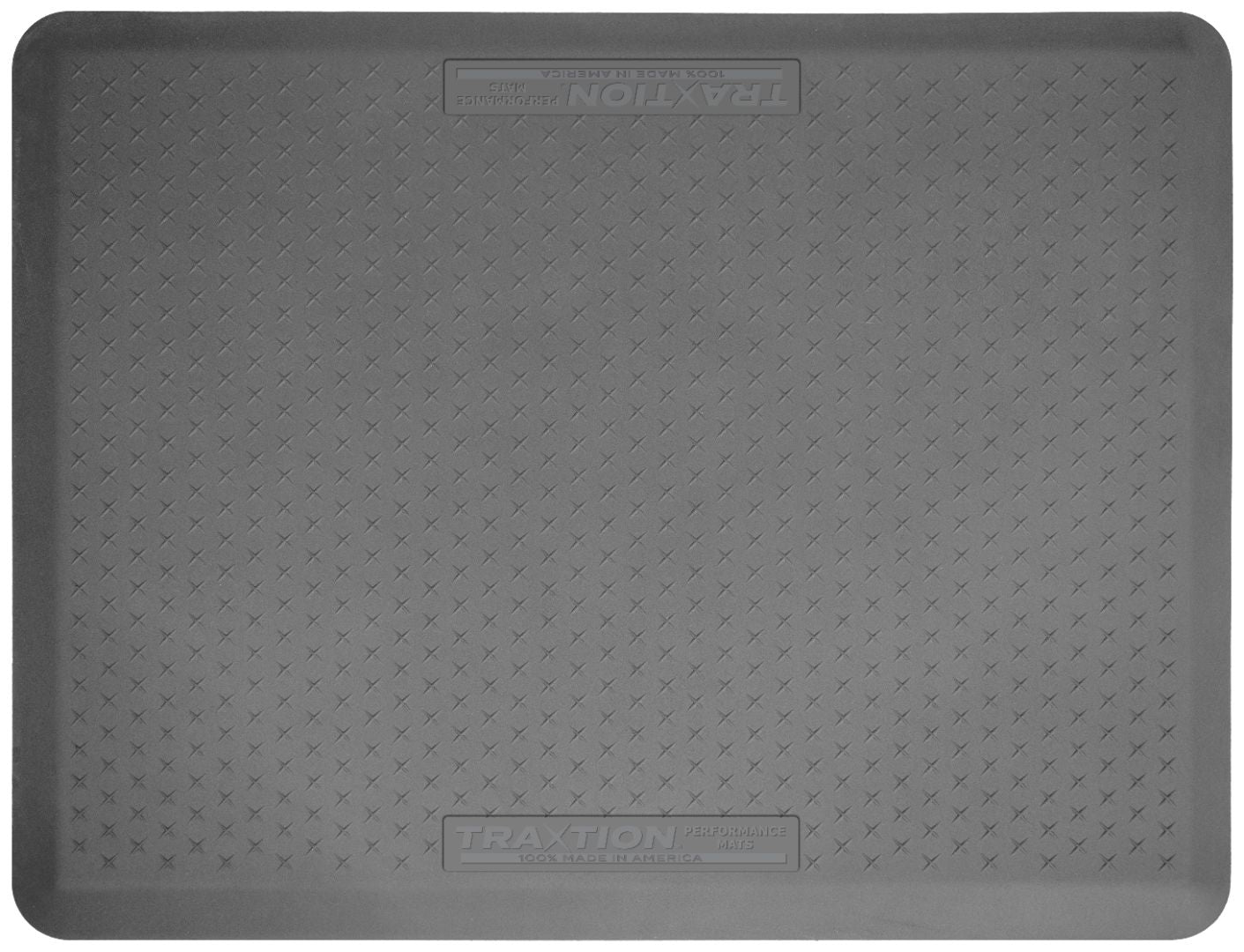 Above view of the top of a gray Traxtion mat.